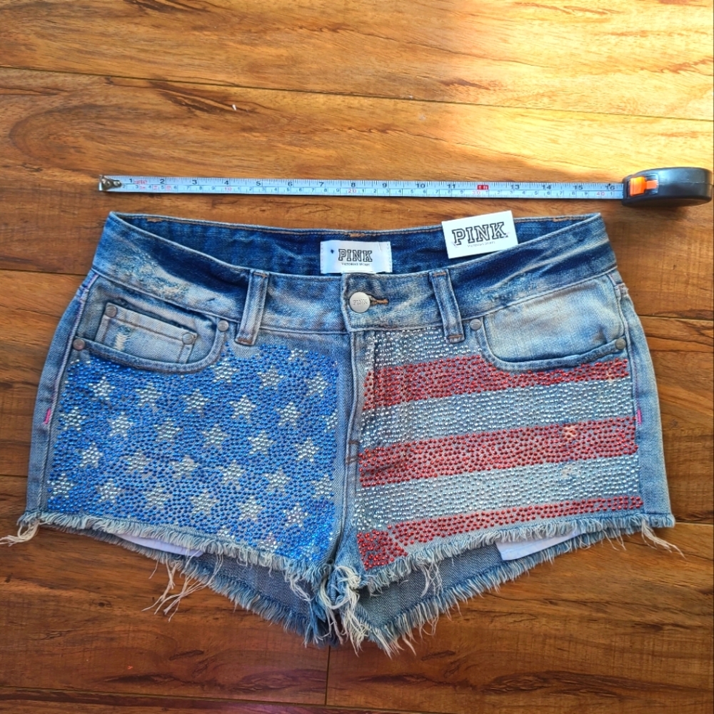 Victorias Secret PINK US Flag cheeky denim shorts